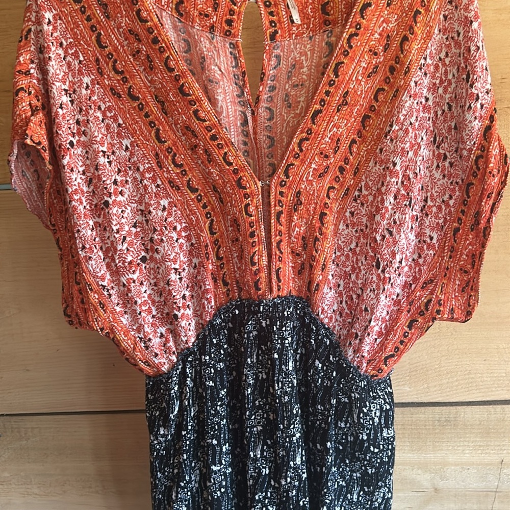 Free People Vibrant Orange and Black Romper - Picture 3 of 3